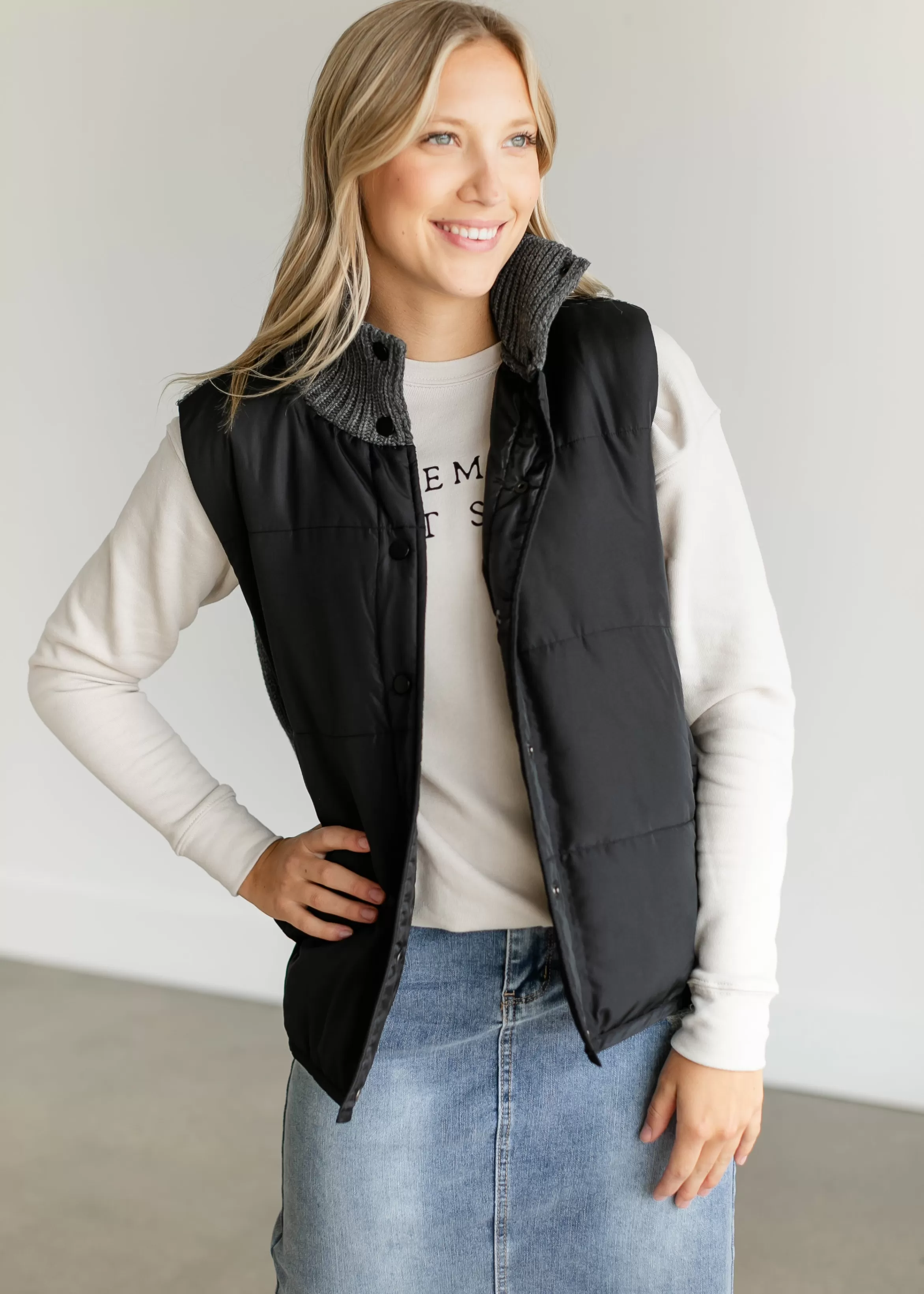 Staccato Snap Up Active Knit Vest Cheap