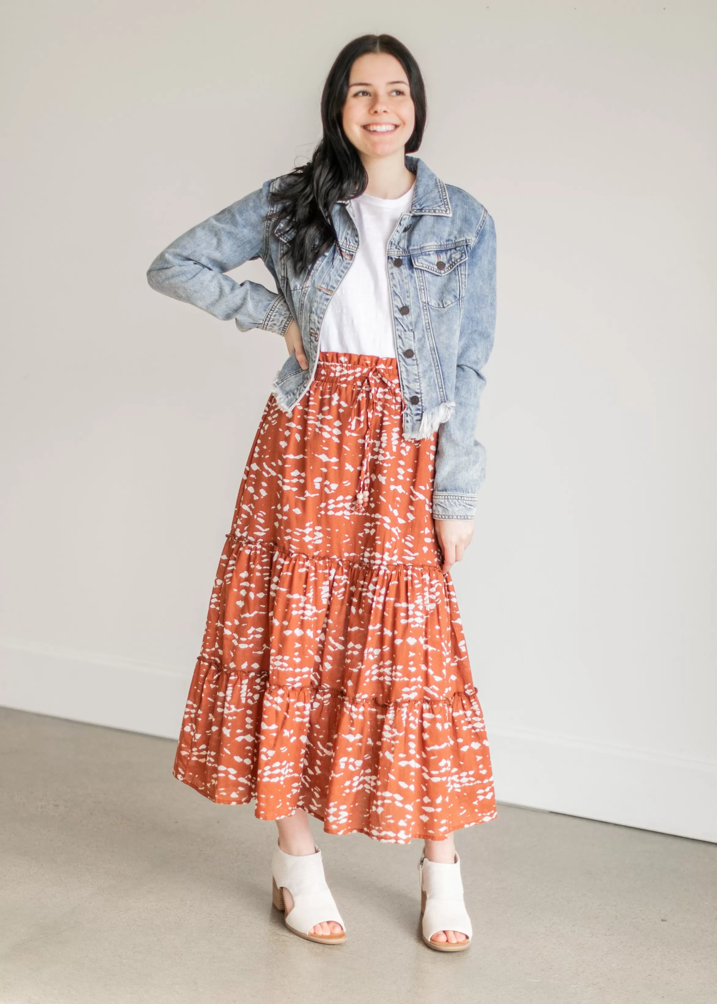Heartloom Speckled Ruffle Tiered Midi Skirt Best Sale