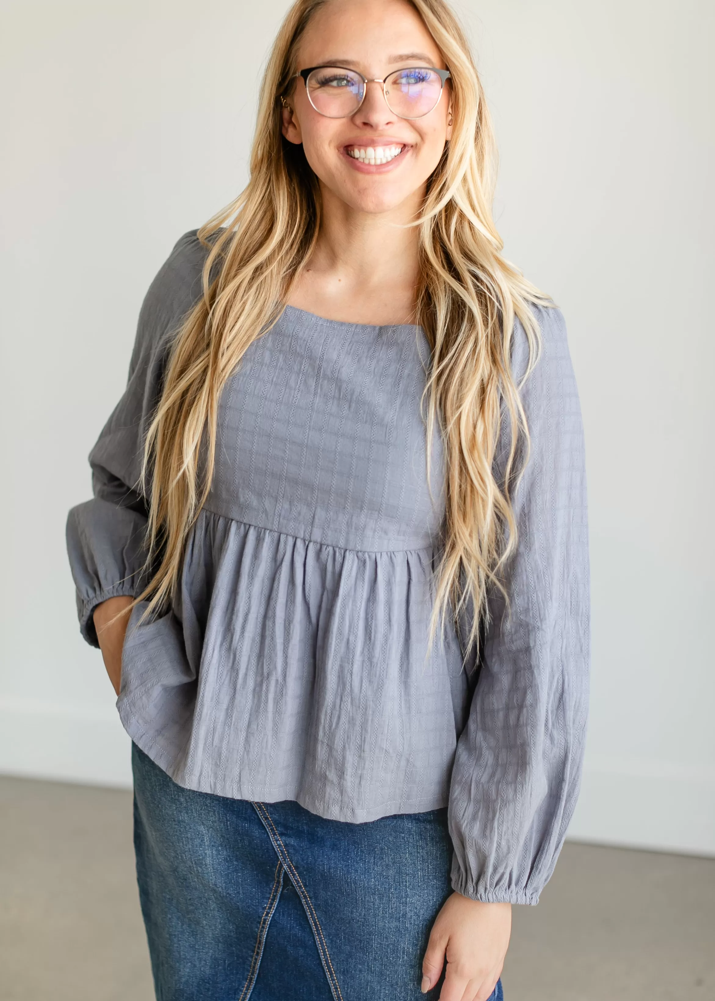 Polagram + BaeVely Square Neck Peasant Long Sleeve Top Sale