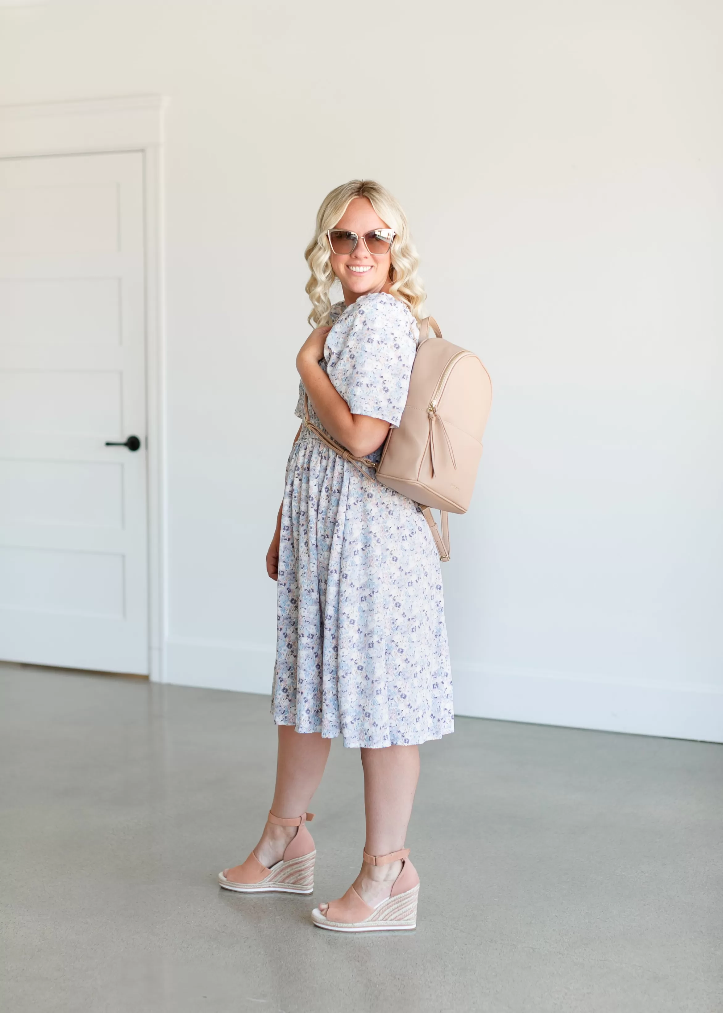 Mikarose Square Neck Smocked Floral Midi Dress Best Sale