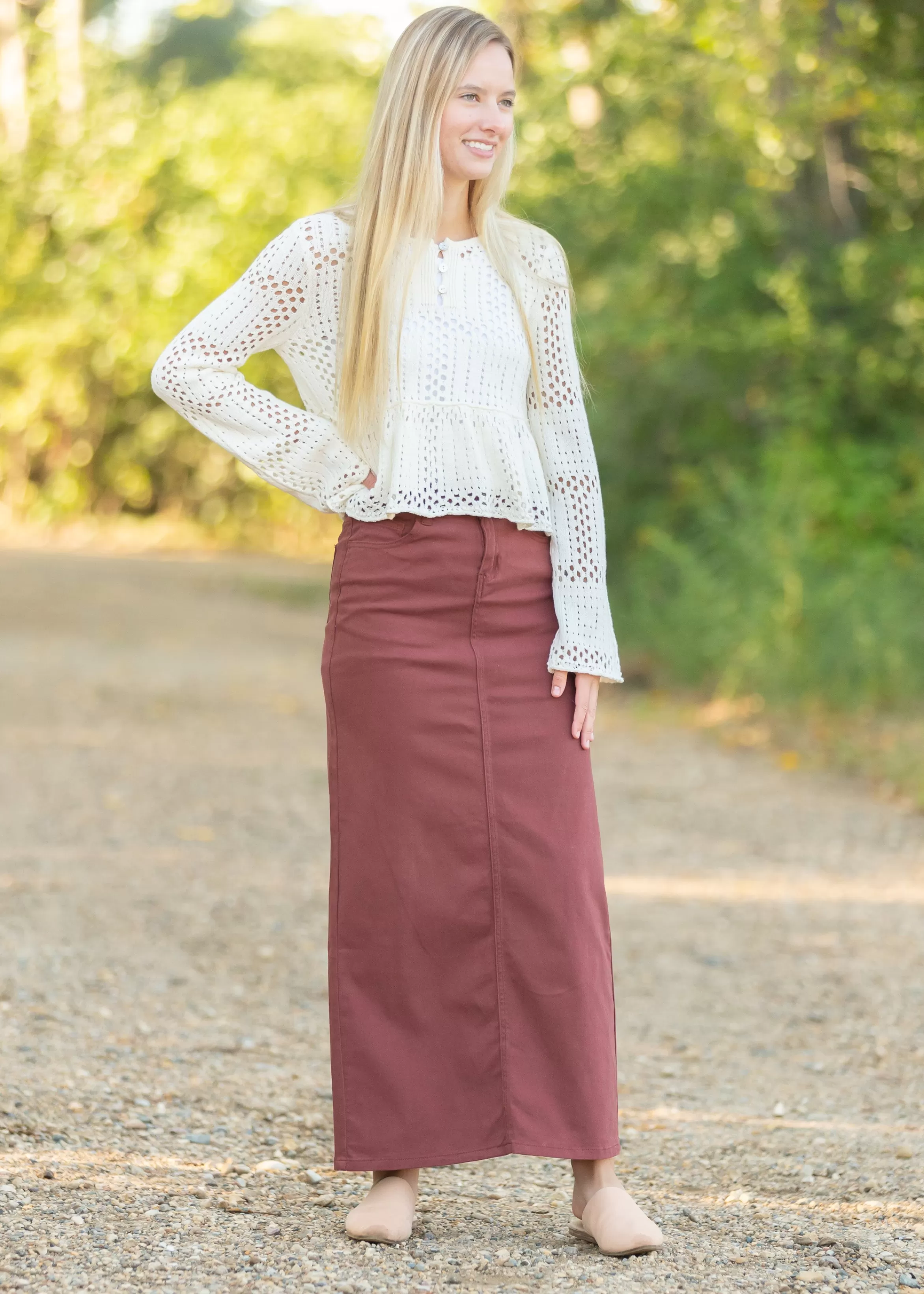 * Stella Rosewood Denim Maxi Skirt Cheap