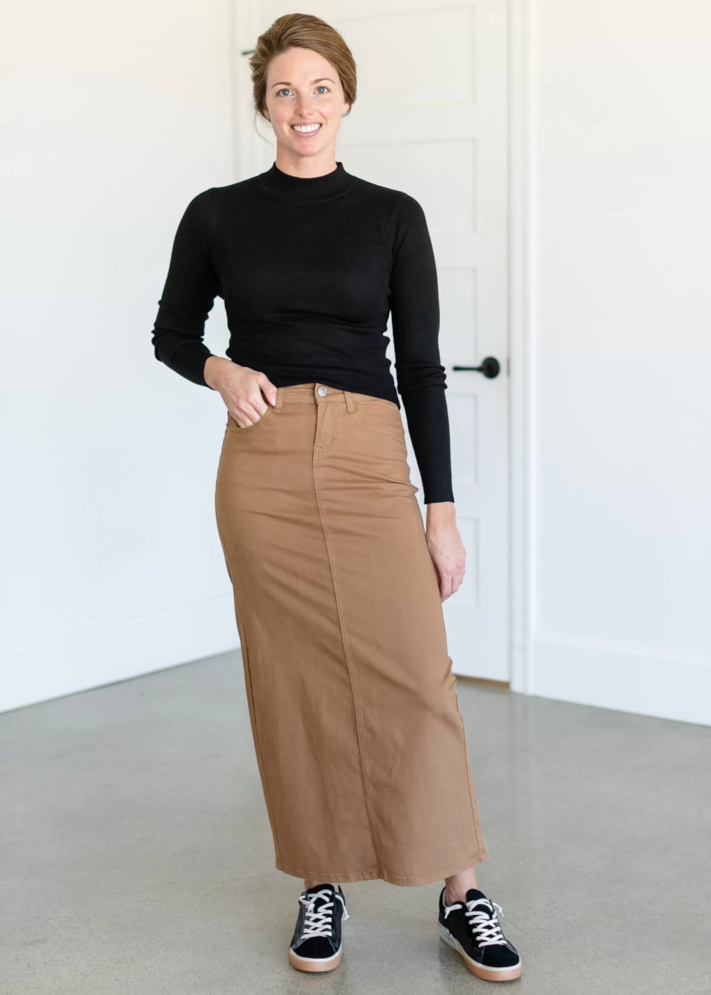 * Stella Toasted Coconut Denim Maxi Skirt Best