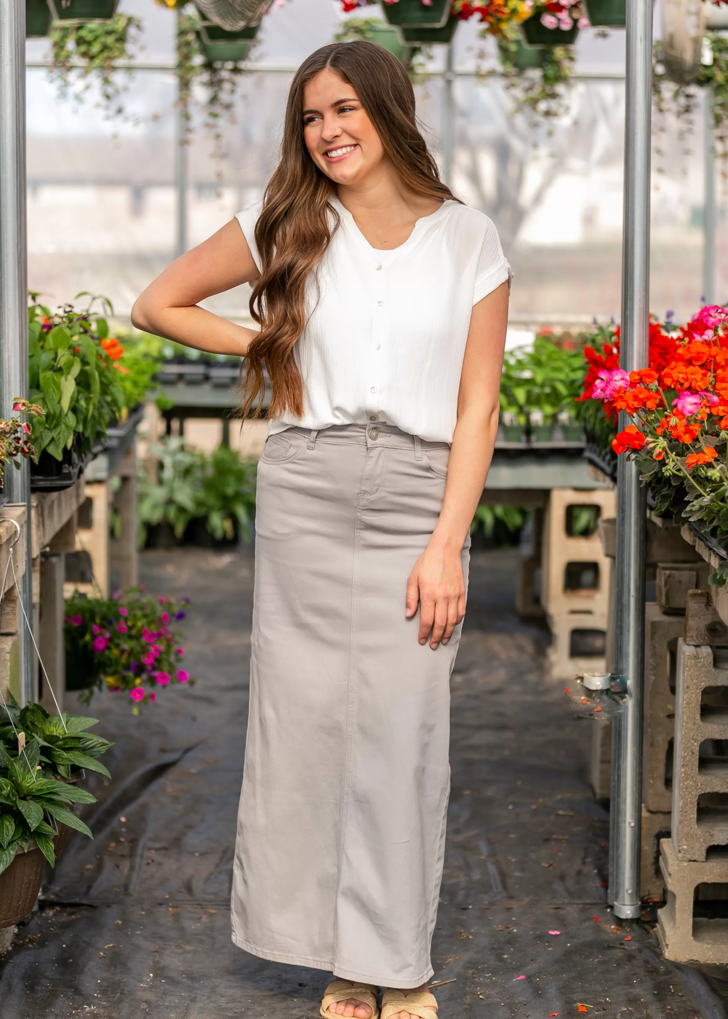 * Stella Ultimate Gray Denim Maxi Skirt Hot