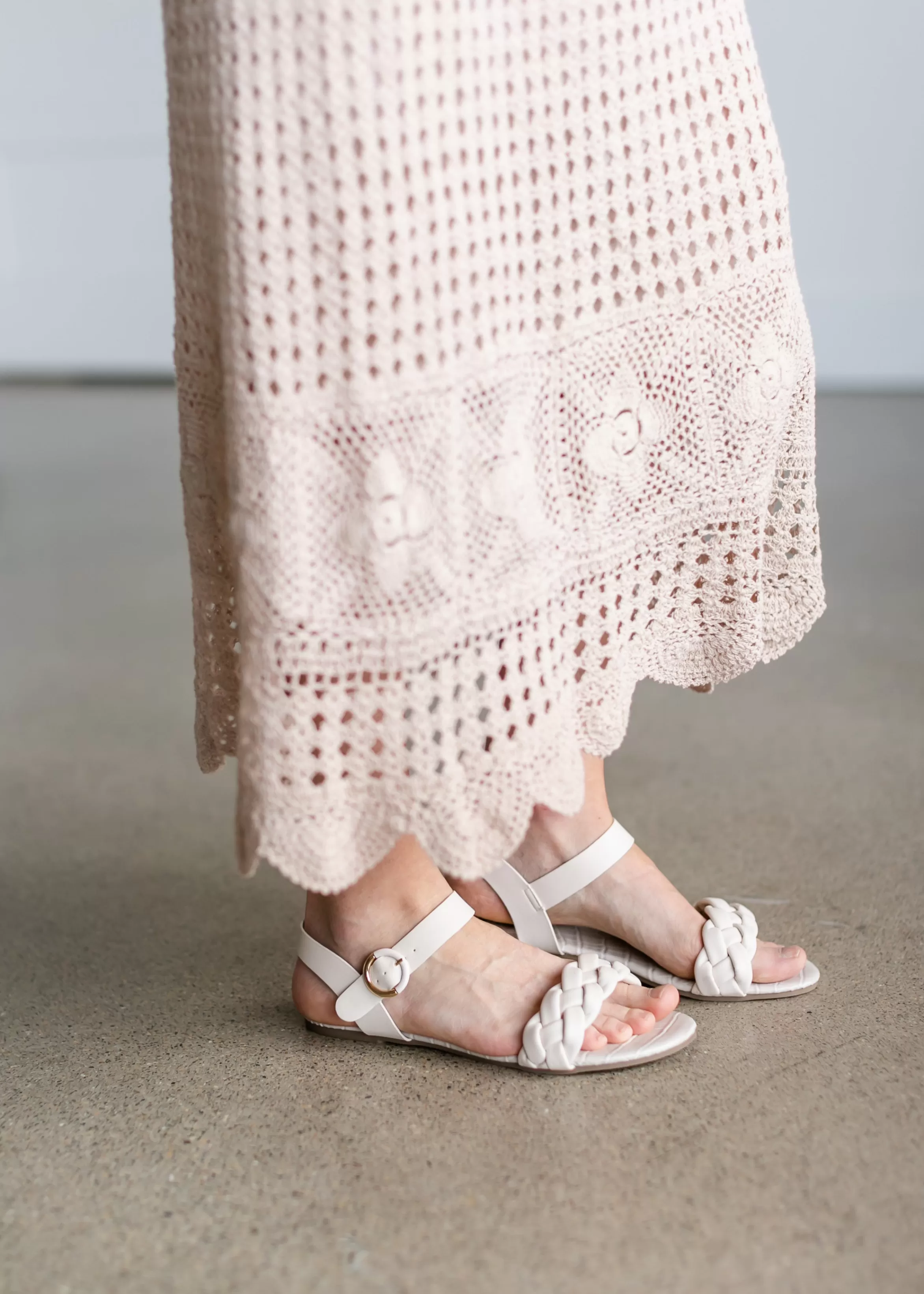 Qupid Strappy Braided Ivory Sandal Hot