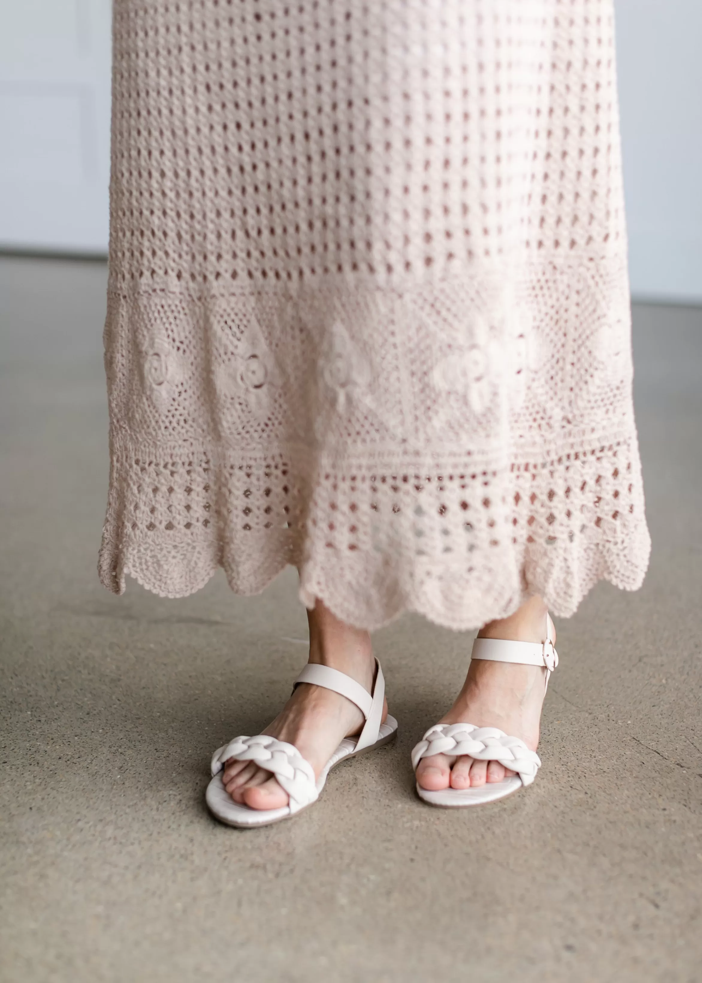 Qupid Strappy Braided Ivory Sandal Hot