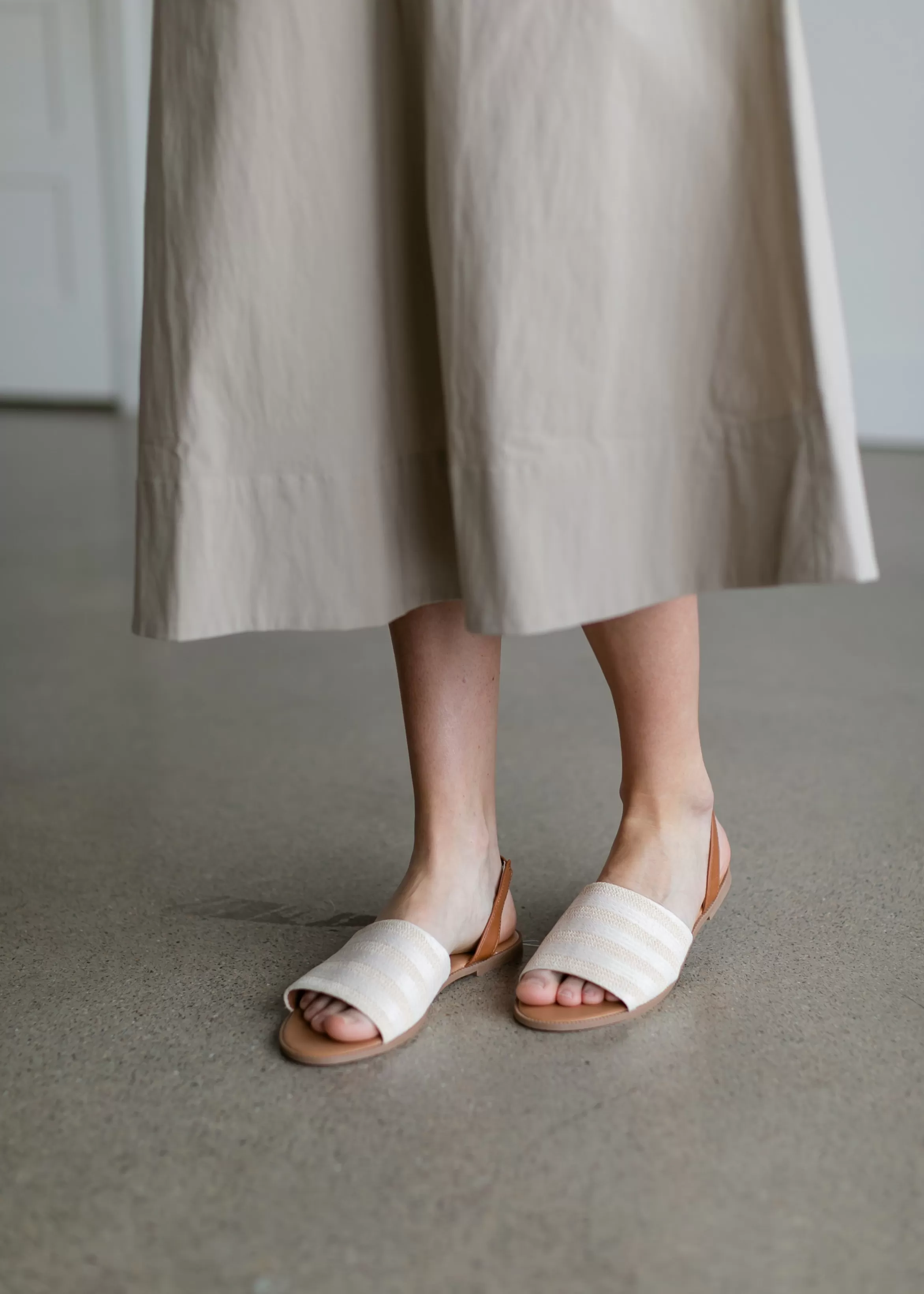 Qupid Straw Stripe Slingback Sandals Best Sale