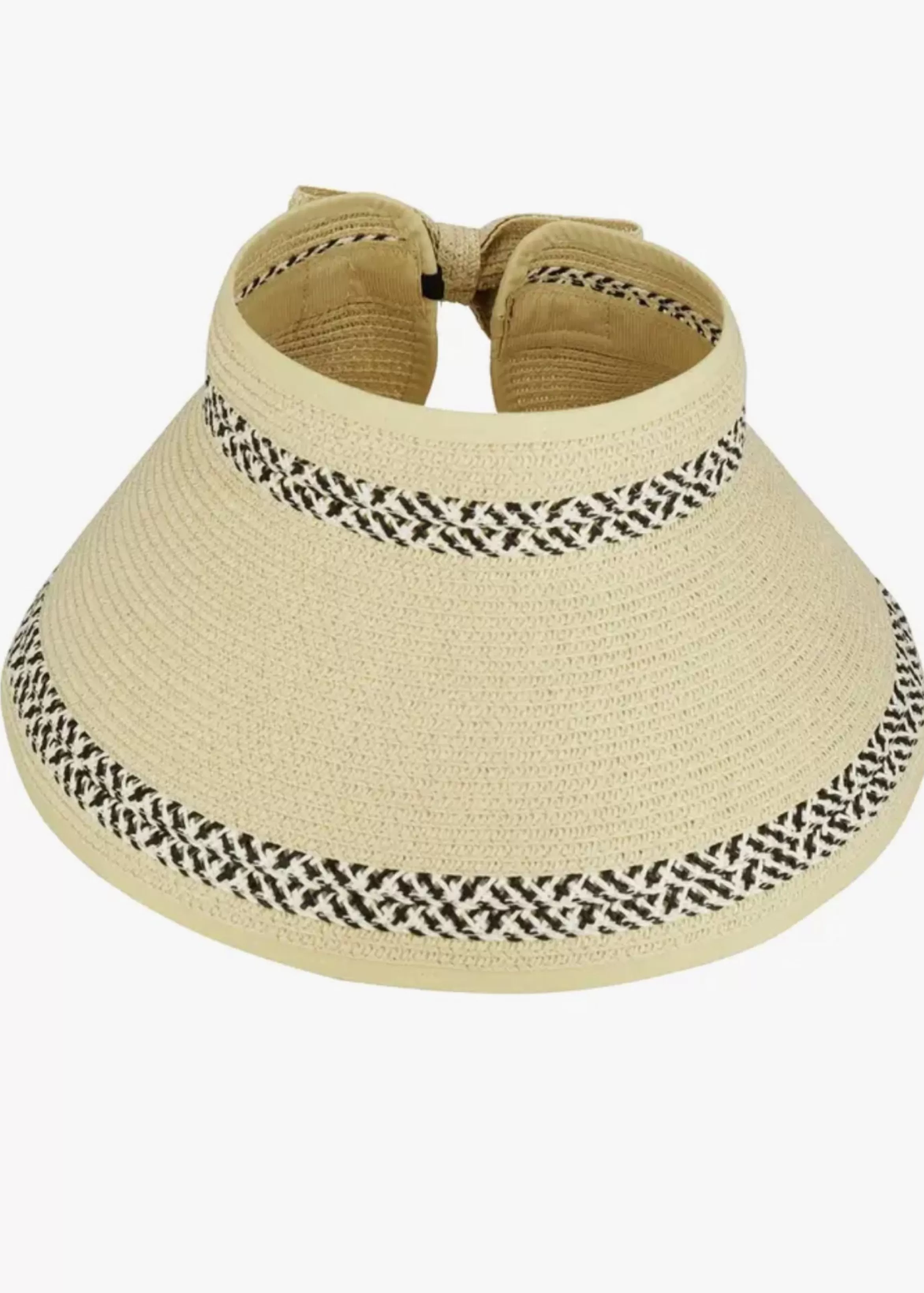 Accessorize Me Straw Two Pattern Roll Up Sun Visor Cheap