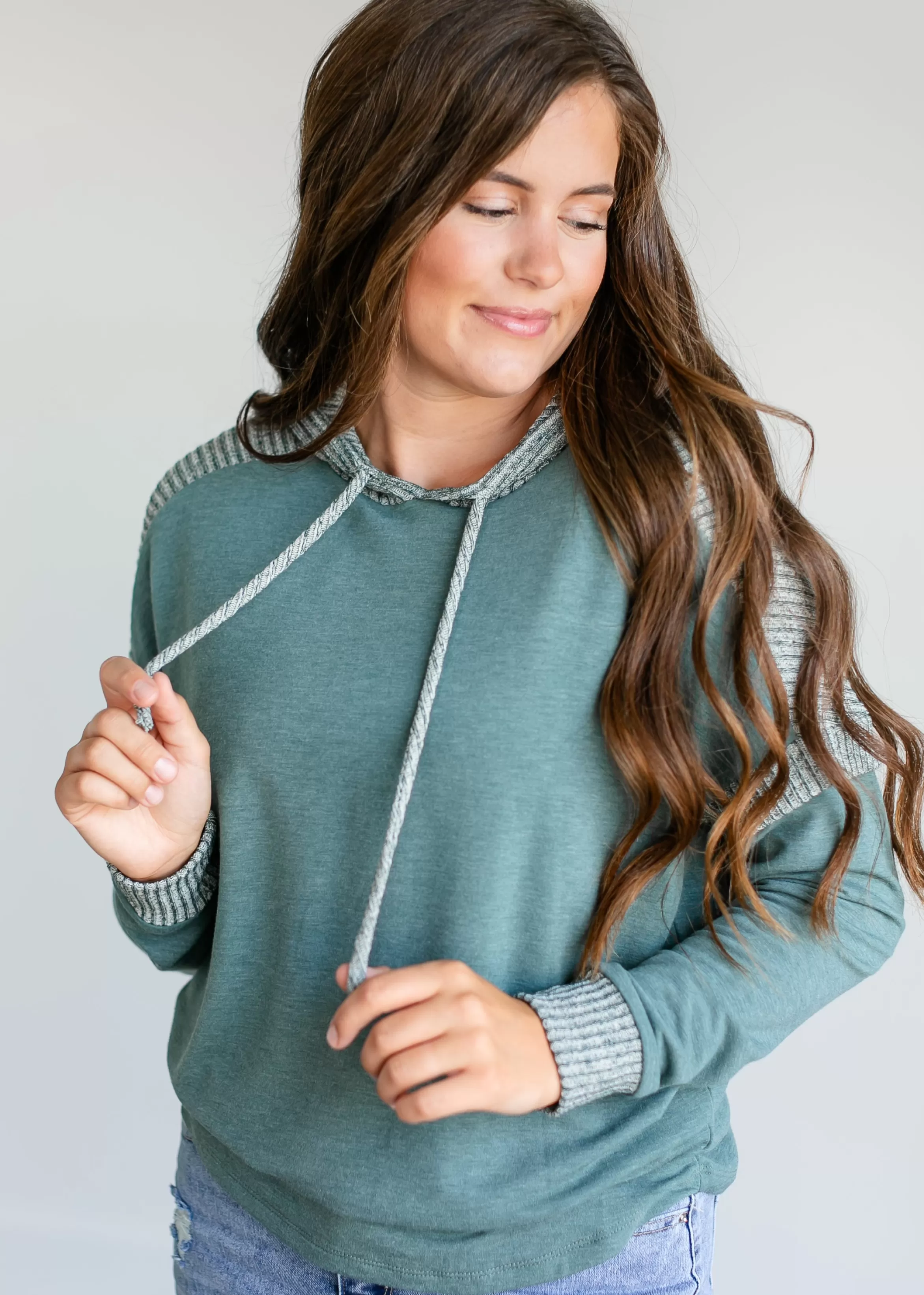 Staccato Teal Long Sleeve Lightweight Hoodie Sale