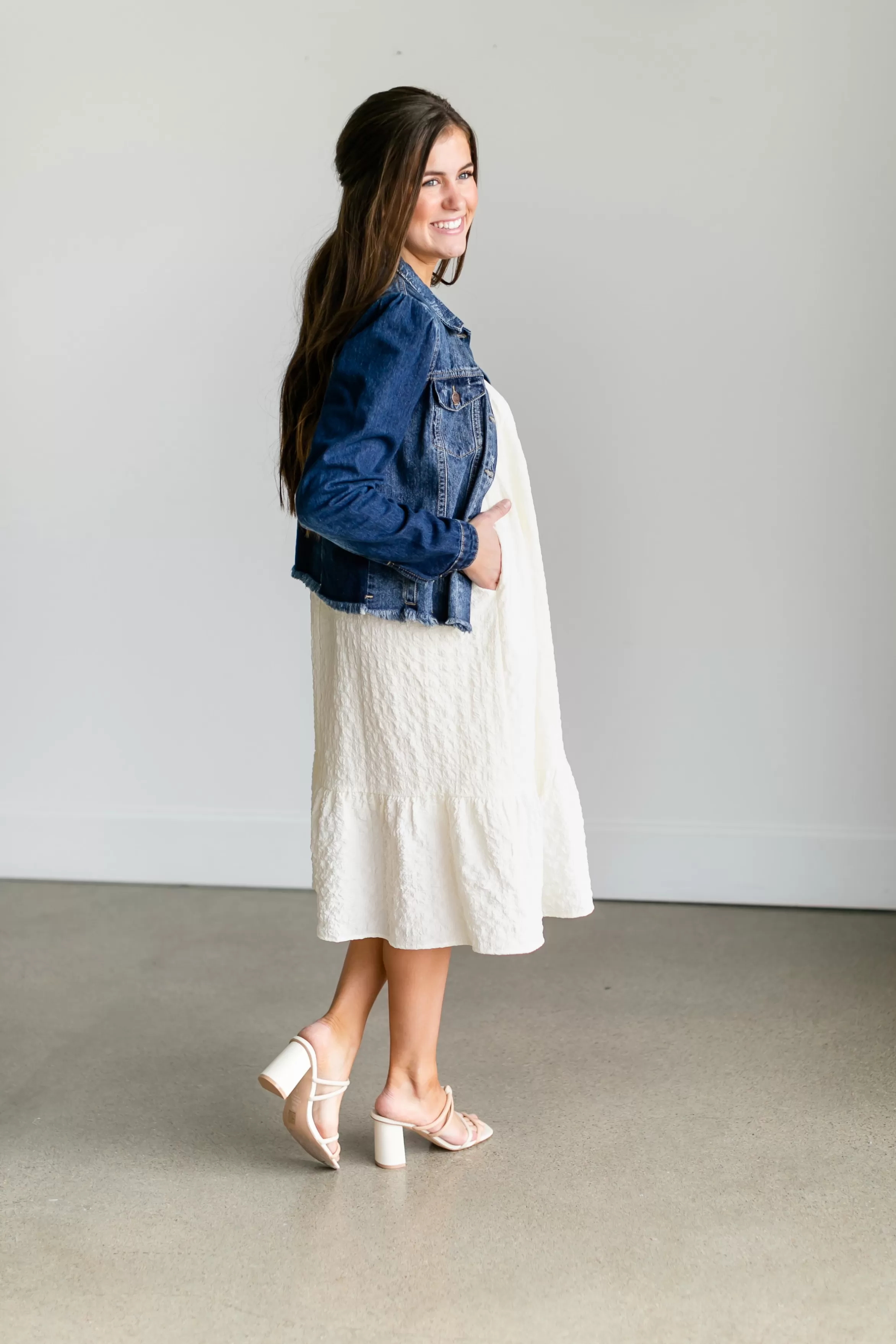 THML Textured Cream Cami Midi Dress Cheap