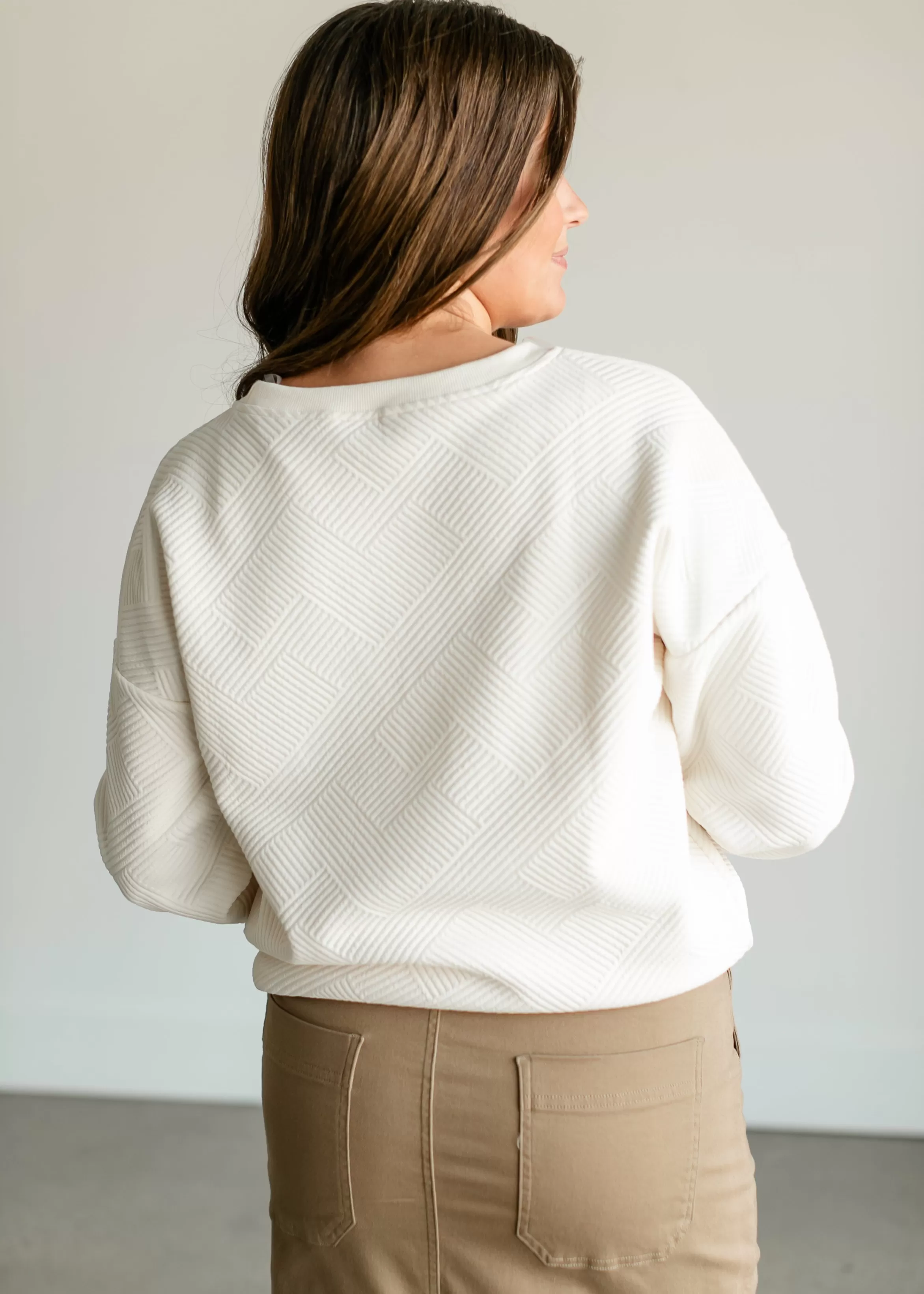 Staccato Textured Cream Knit Crewneck Top Best
