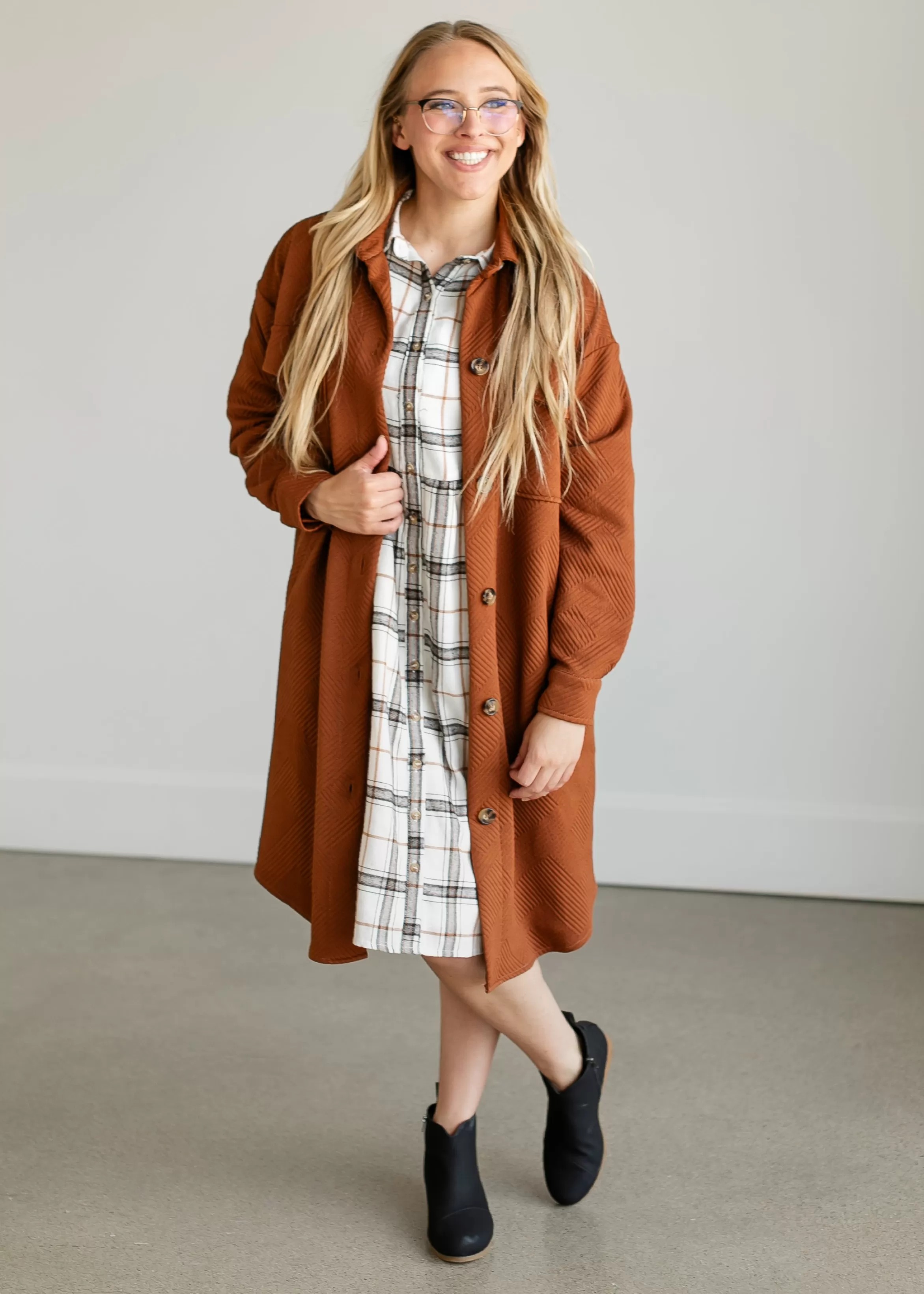 Staccato Textured Duster Long Shacket New