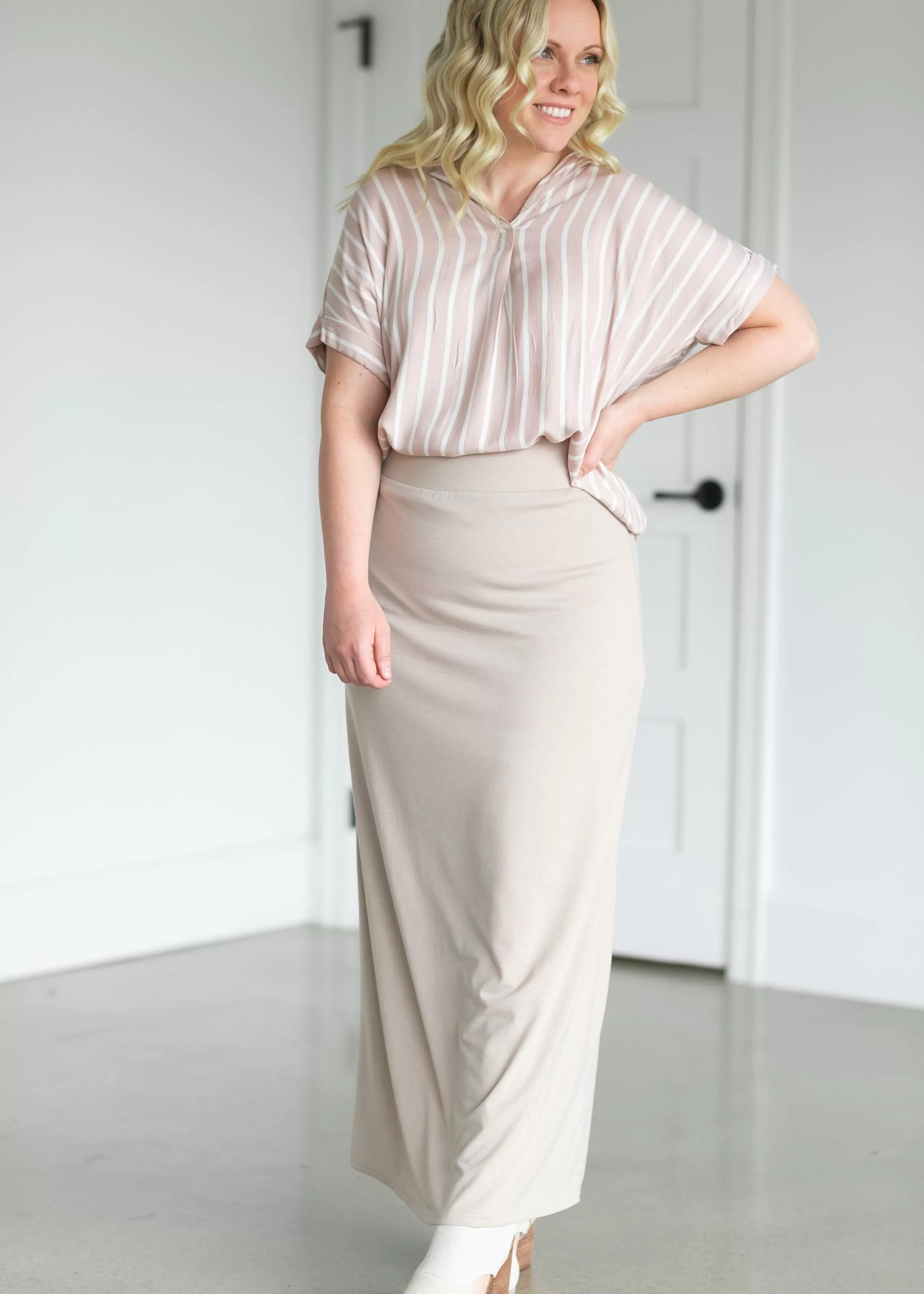 Thread & Supply Valencia Pink Stripe Collared Top Outlet