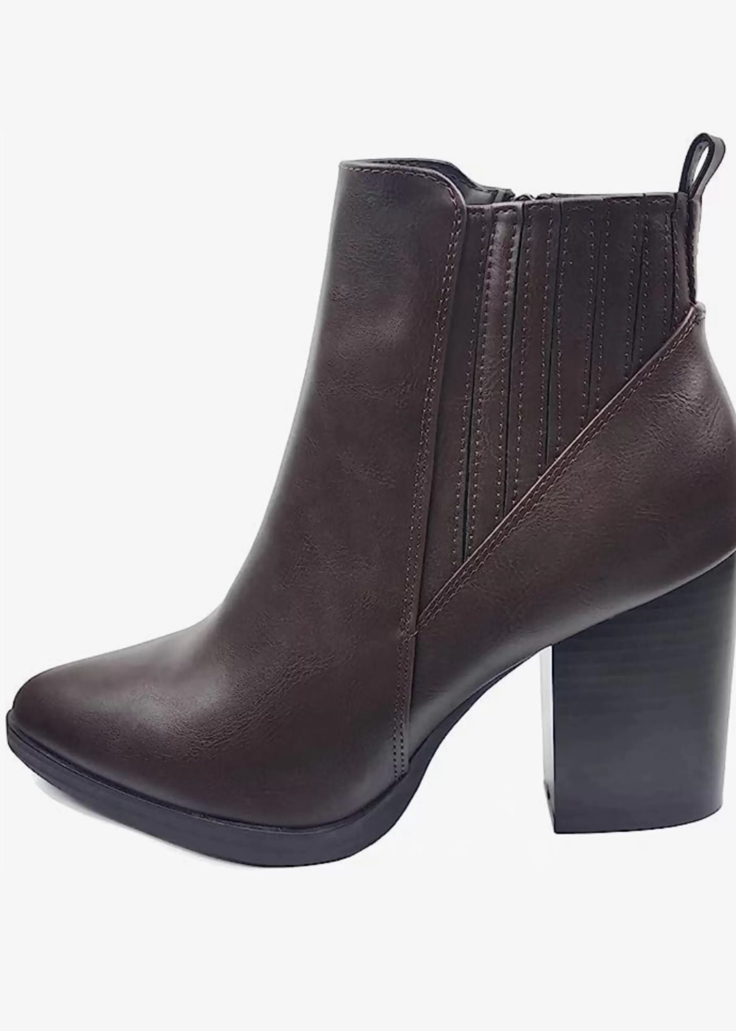 Kay Kay Fashion Vegan Leather Heeled Ankle Booties Cheap