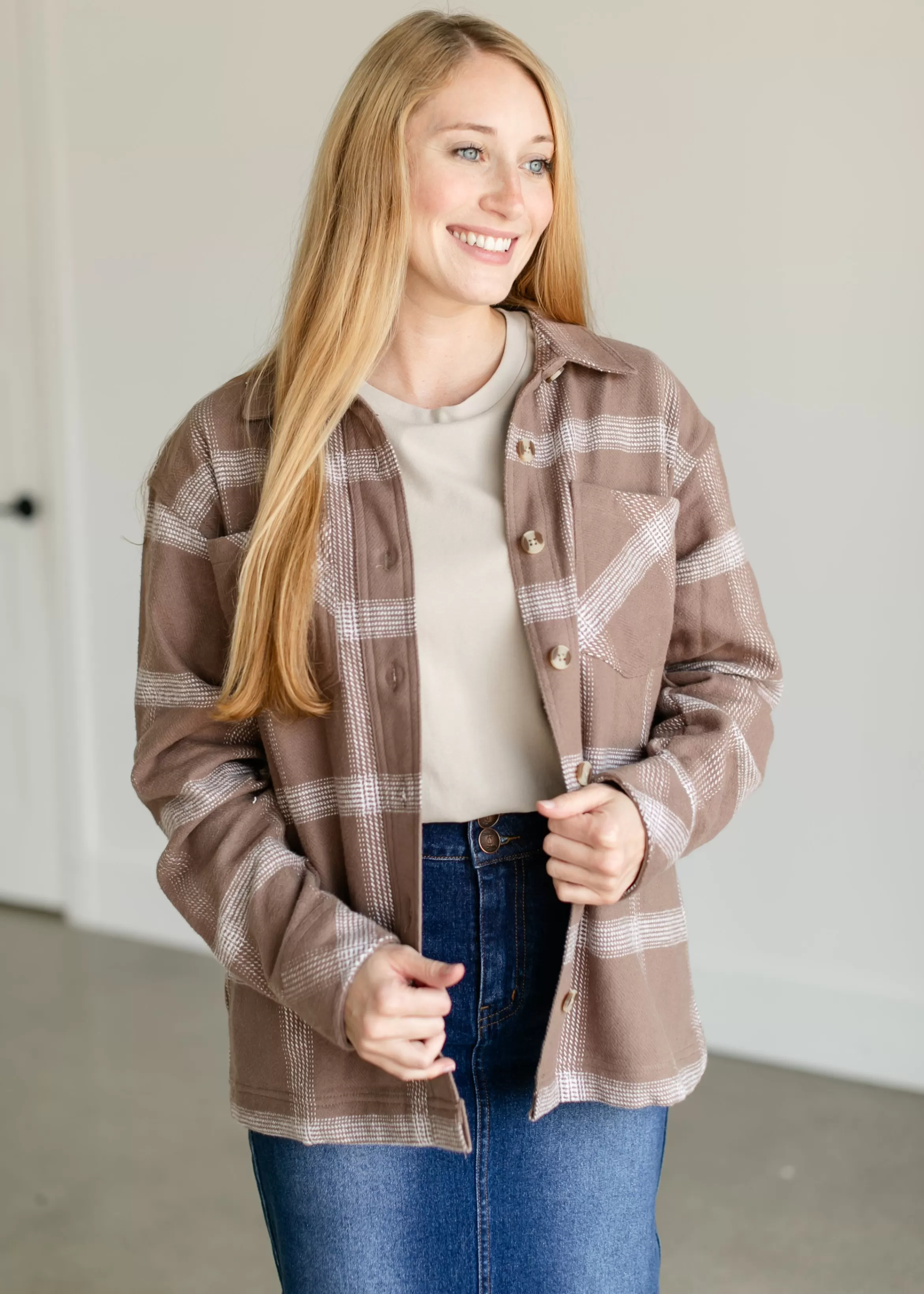 Thread & Supply Vera Plaid Button Up Shacket Fashion