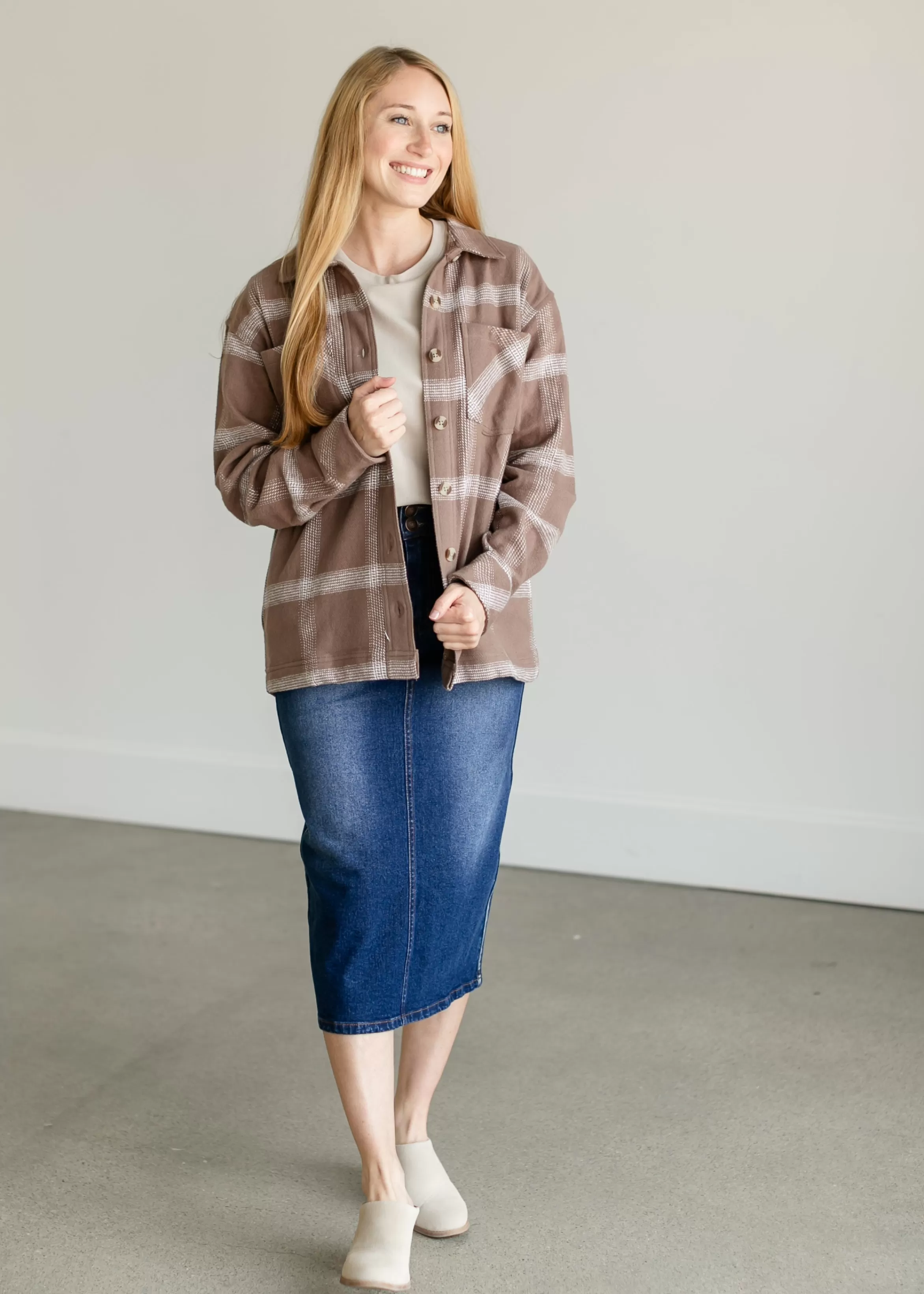 Thread & Supply Vera Plaid Button Up Shacket Fashion