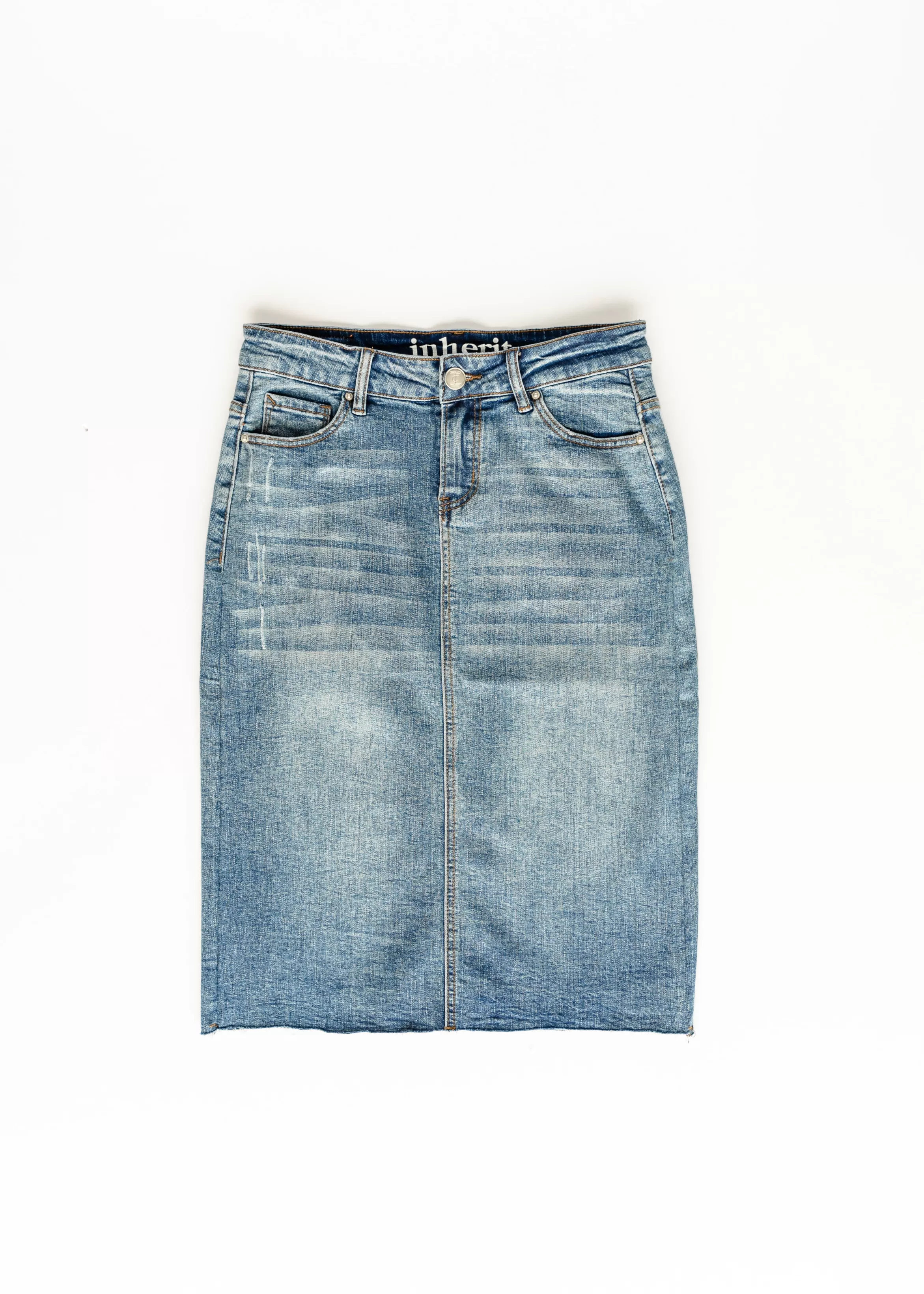 * Veronica Medium Wash Midi Skirt Discount