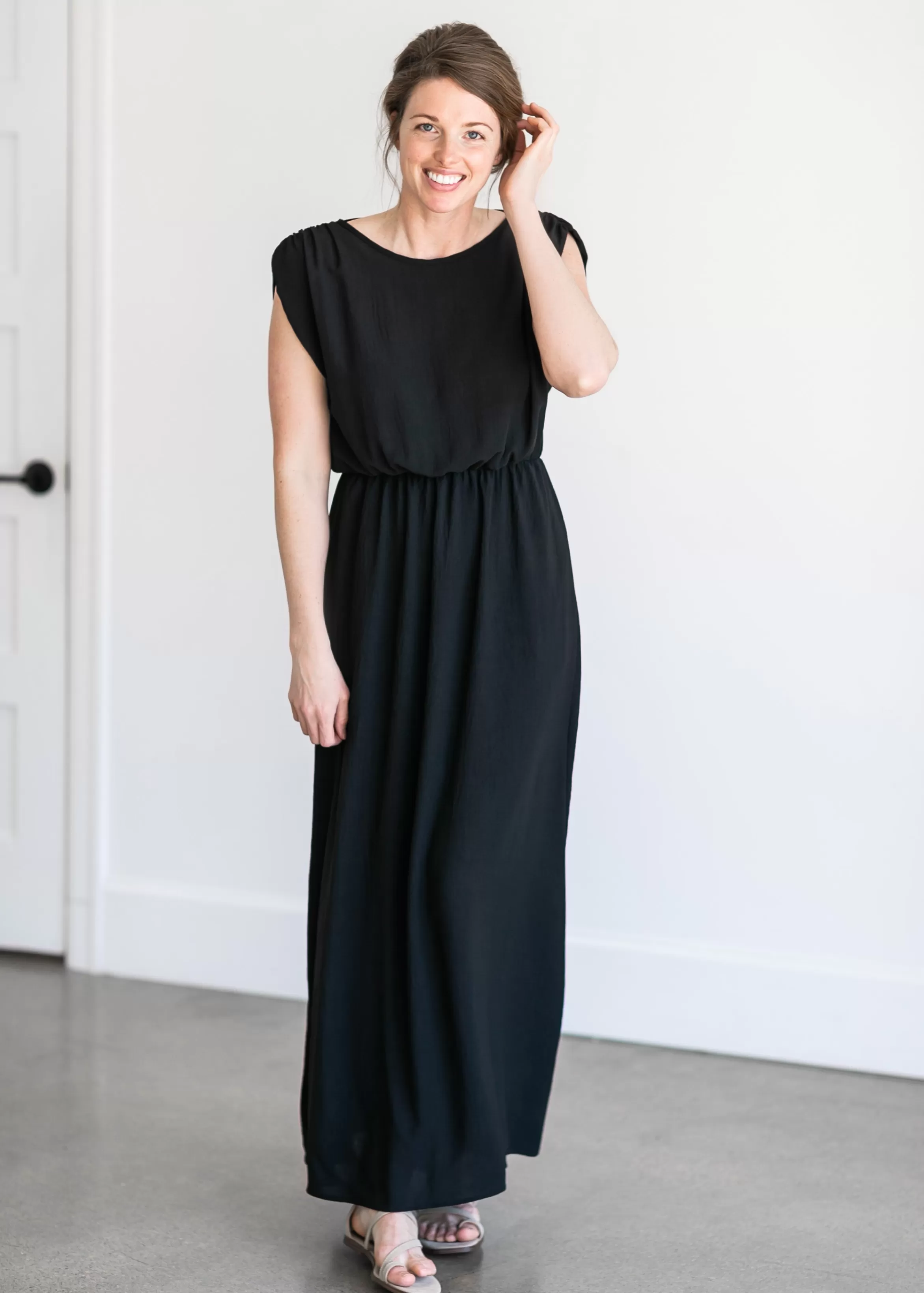 Vanilla Bay Woven Black Maxi Dress Clearance