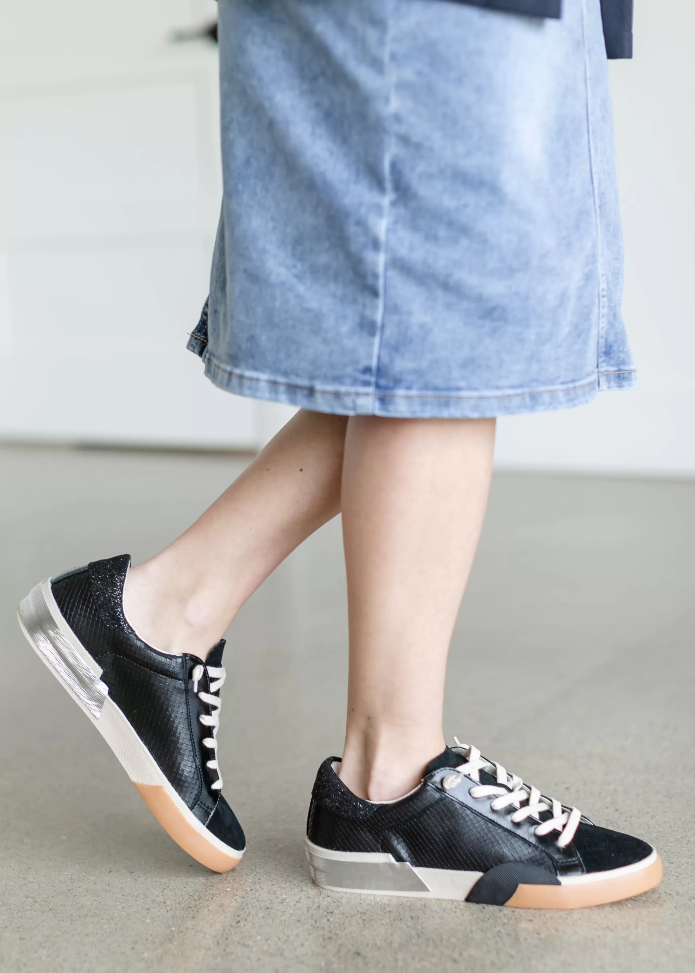 Dolce Vita Zina Onyx Embossed Leather Sneaker Best